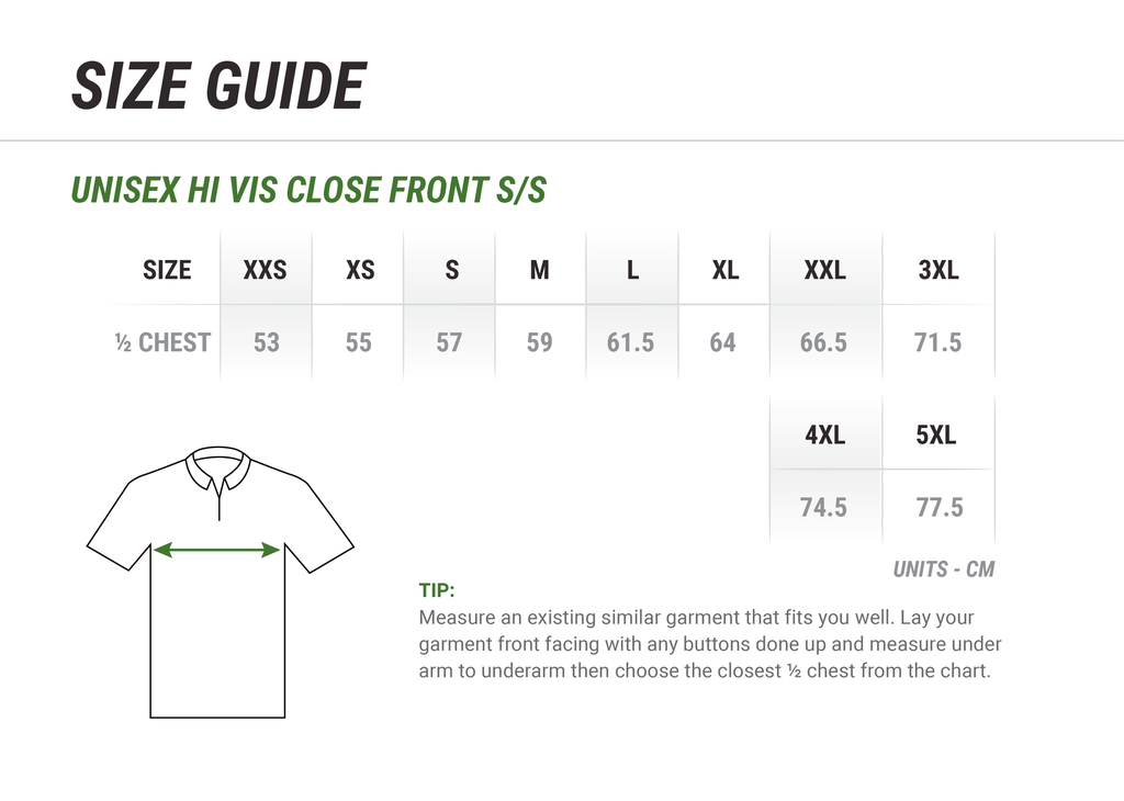 Hi Vis Close Front Short Sleeve Work Shirt