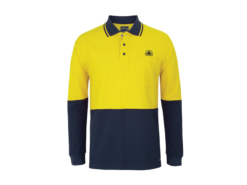 Hi Vis Long Sleeve Cotton Pique Trad Polo Long Sleeve